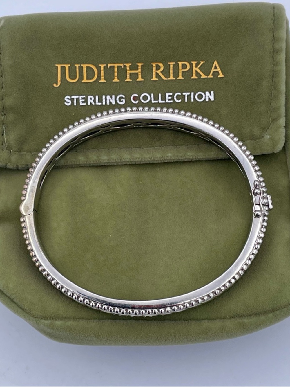 Judith Ripka Sterling Silver 925 Hinged Bangle Twisted Cable Oval Bracelet 34.1g - Picture 8 of 12